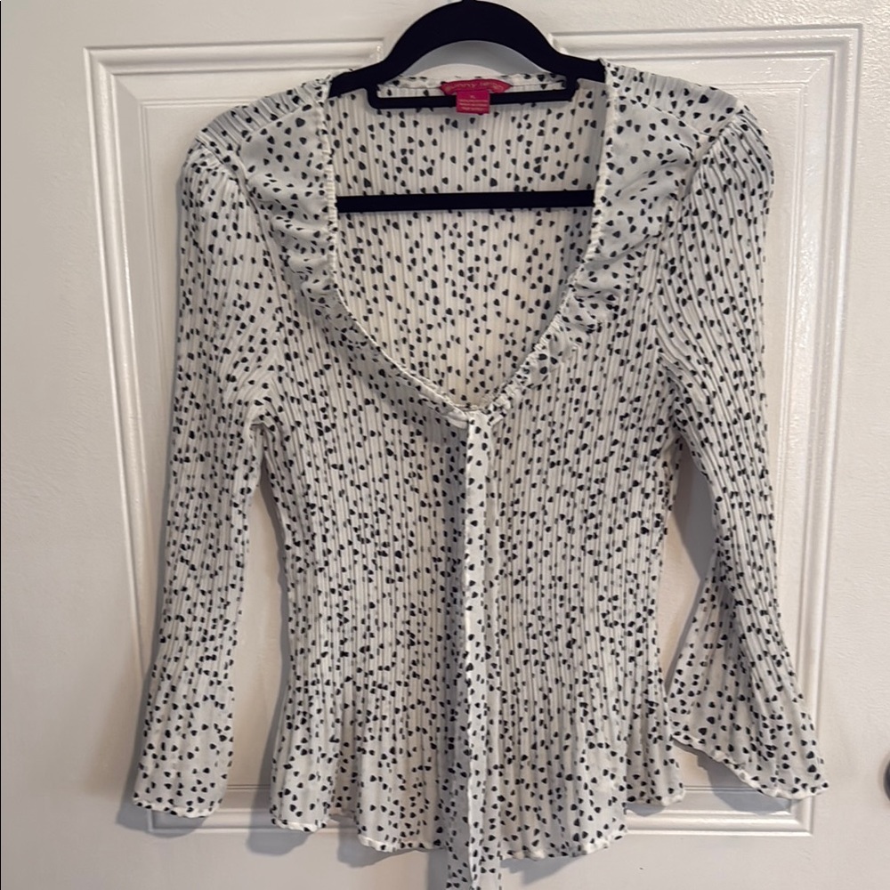 Sunny Leigh Black and White Ruffled Blouse